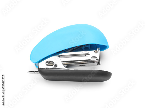 Foto Blue stapler isolated on white background