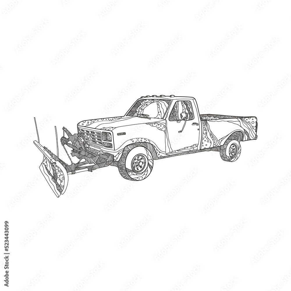 Snow Plow Truck Doodle Art
