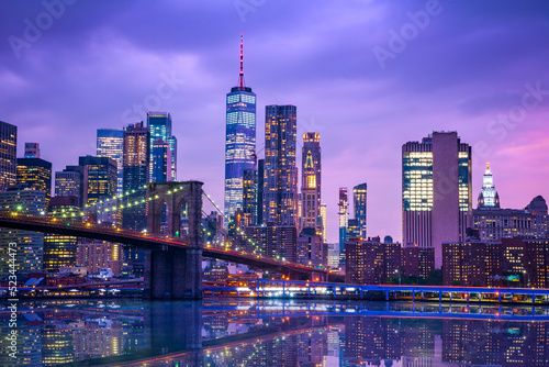 Reflection New York  United States - Brooklyn Bridge and Manhattan-