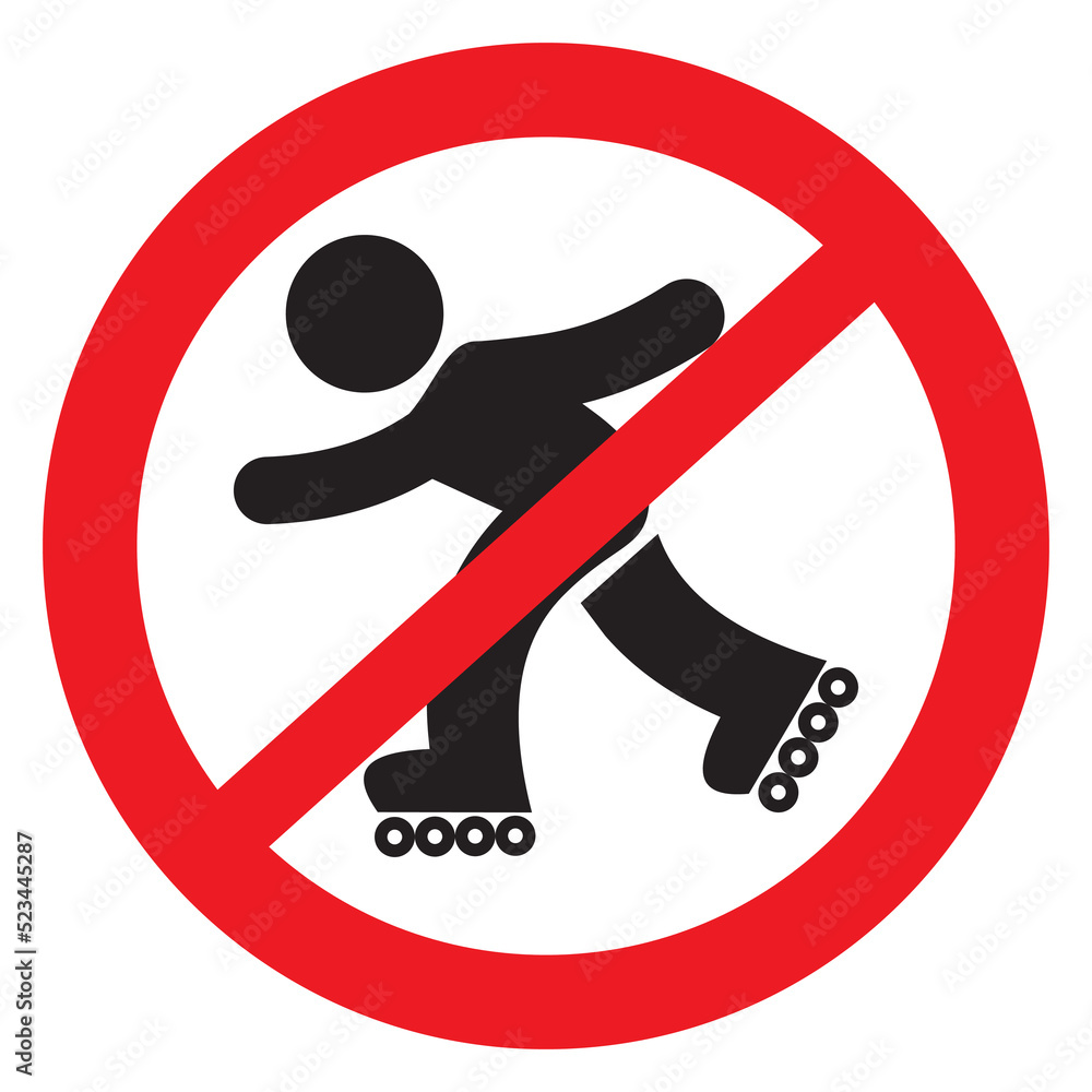 No roller skates sign. No entry on skates. Vector isolated icon. No roller skates sign. No entry on skates. Vector isolated icon.
