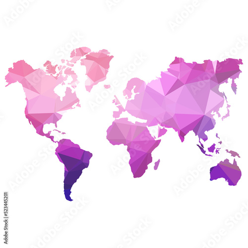 Abstract World Map. Geometric Structure in blue color for presentation, booklet, website and other design projects. Polygonal background.