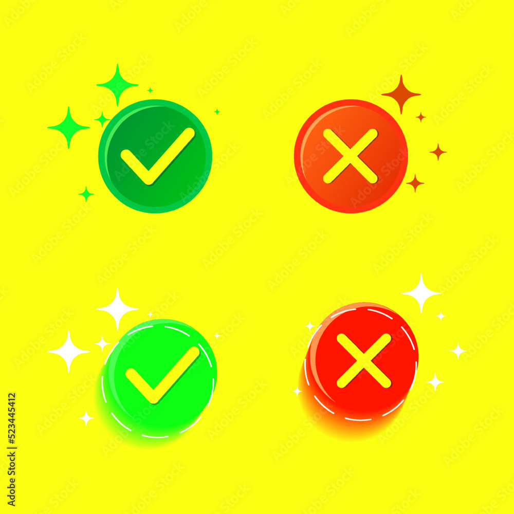 Premium vector l Large set of flat buttons: green check mark and red cross. cute symbol. free download Premium vector l Large set of flat buttons: green check mark and red cross. cute symbol. free download