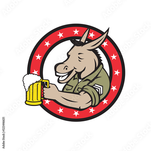 Donkey Beer Drinker Circle Retro photo