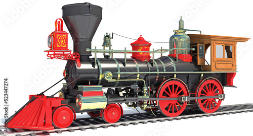 Steam Locomotive Train Tender 3D rendering on white background