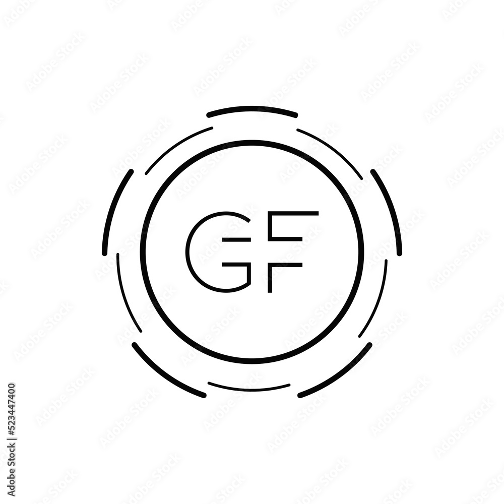 Initial GF Letter Logo with Circular Design and Round Frame Vector Illustration Initial GF Letter Logo with Circular Design and Round Frame Vector Illustration