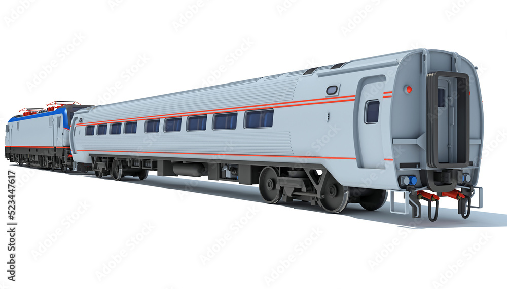 Passenger Train 3D rendering on white background Passenger Train 3D rendering on white background