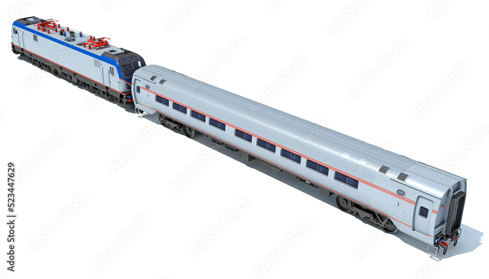 Passenger Train 3D rendering on white background Passenger Train 3D rendering on white background