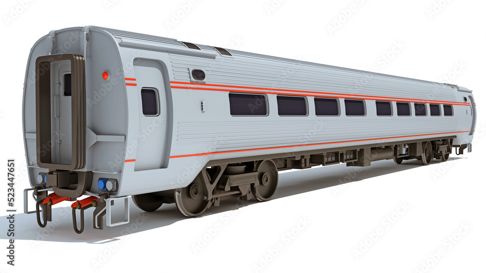 Passenger Train 3D rendering on white background Passenger Train 3D rendering on white background