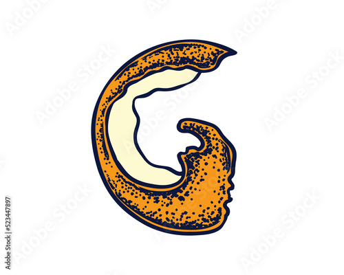 Orange peel Letter G Symbol Logo Vector. Orange peel Hand-drawn Logo Illustration