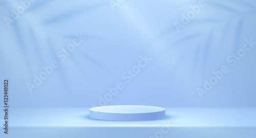 Abstract blue pedestal podium background. Vector minimal pedestal for product display presentation.