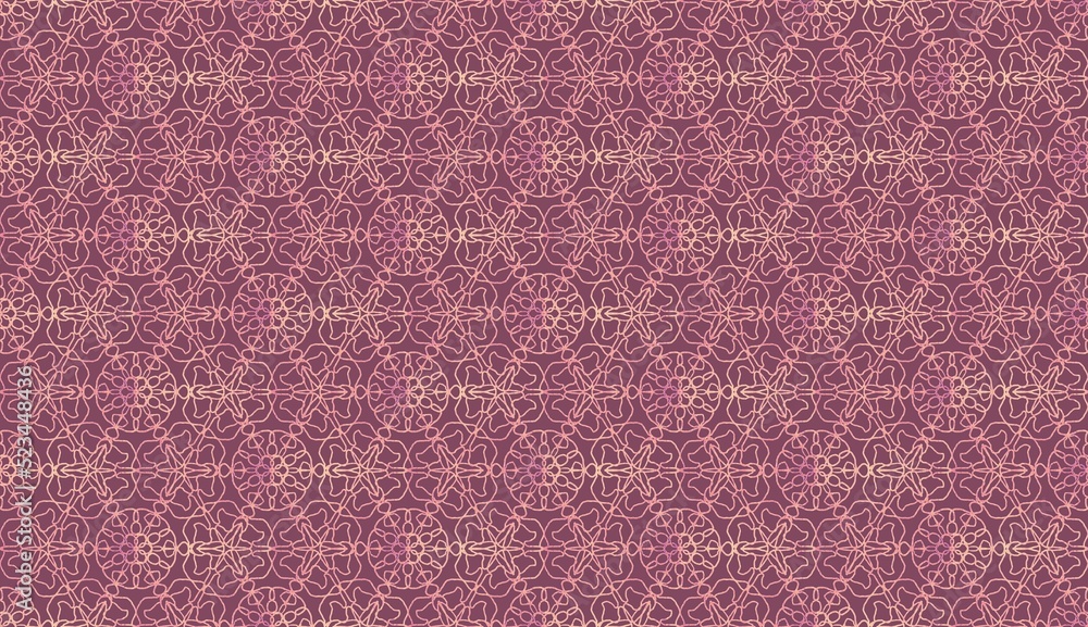 Fototapeta premium Abstract pink ethnic ikat pattern. Wallpaper in the style of Baroque. Design for background, wallpaper, illustration, fabric, clothing, batik, carpet.