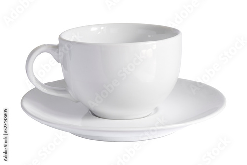 White coffee cup, ceramic cup, isolated on transparent background, one cup photo
