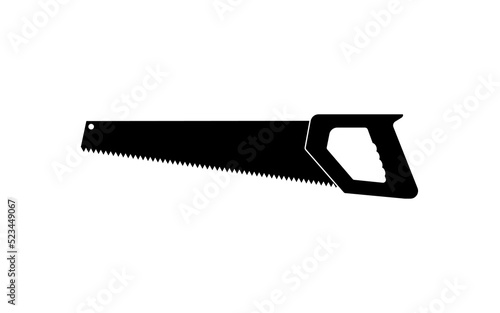 Handsaw vector silhouette black color isolated. Saw vector.