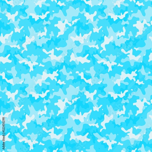 Blue camouflage military for designer background. Gentle classic texture. 