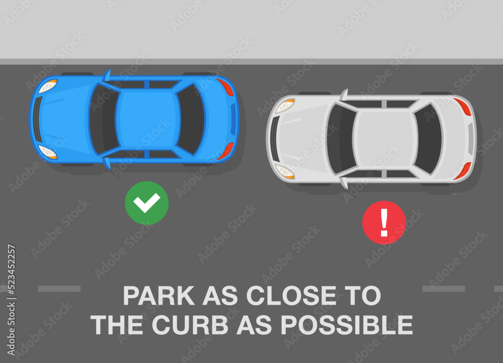 Outdoor Parking Rules And Tips. Top View Of Correct And Incorrect 