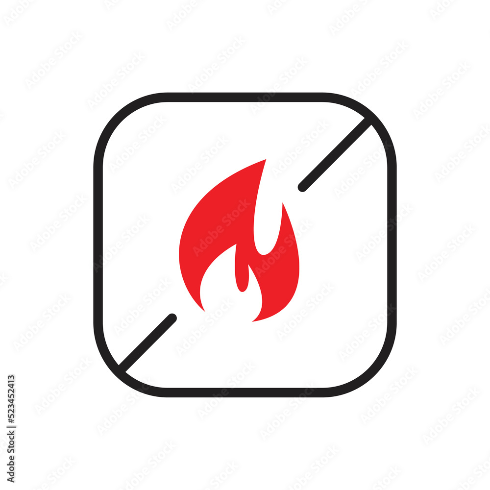 No expose flammable liquids icon design, isolated on white background. No fire symbol. vector illustration No expose flammable liquids icon design, isolated on white background. No fire symbol. vector illustration