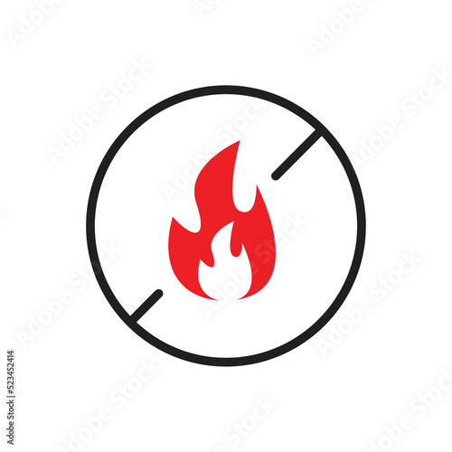 No expose flammable liquids icon design, isolated on white background. No fire symbol. vector illustration