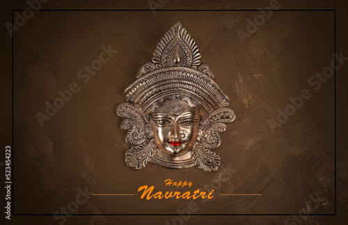 Konstfotografi Maa Durga Face Happy Navratri, Durga Pooja, Maa Durga Face in Metal Subh Navratr