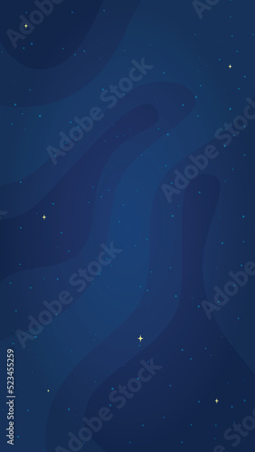 Abstract deep space background vector illustration. Comic style starry deep space wallpaper on vertical blue color background for astrology graphic concept or futuristic children space game.