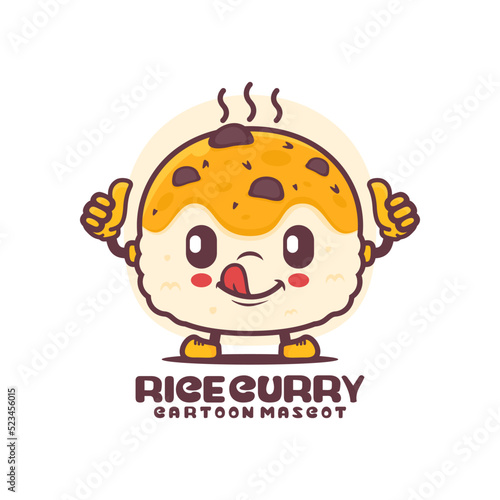 rice curry cartoon mascot. food vector illustration