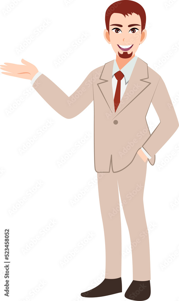 Businessman cartoon character set. Handsome business man in office style smart suit Businessman cartoon character set. Handsome business man in office style smart suit
