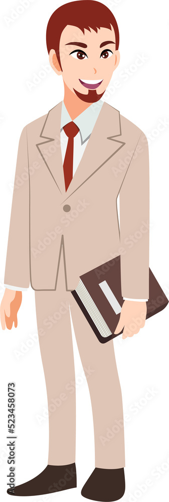 Businessman cartoon character set. Handsome business man in office style smart suit