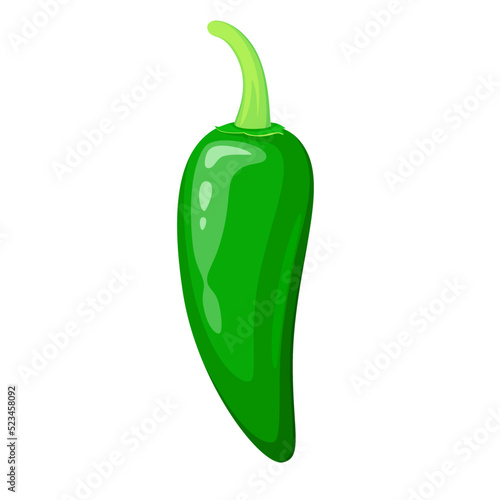 A whole jalapeno on a white background. Cartoon design.
