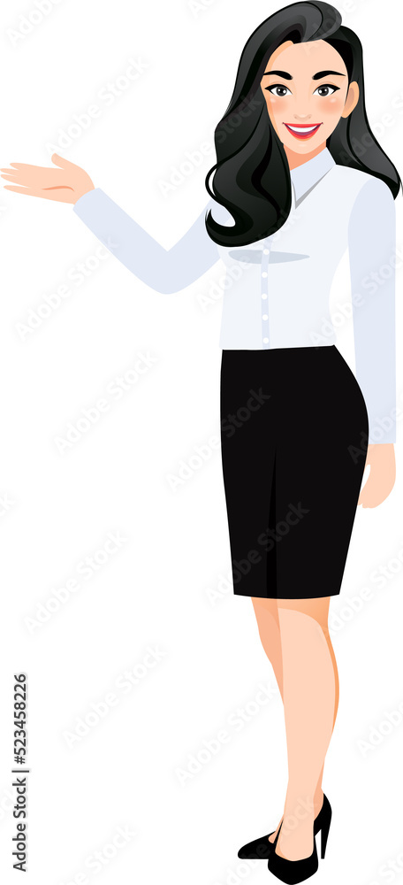 Businesswoman cartoon character with Beautiful business woman in office style white shirt Businesswoman cartoon character with Beautiful business woman in office style white shirt