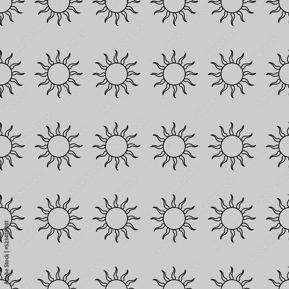 Colorful seamless pattern for background and wallpaper. Modern style abstract texture. vector formats.  Monoline black sun pattern.