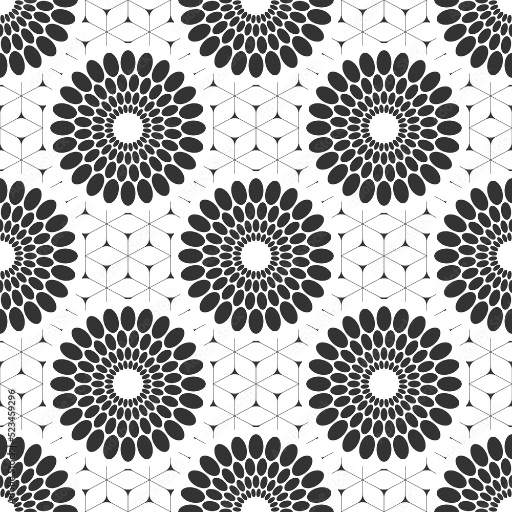 Seamless african fashion vector pattern with circles, round shapes. Black and white illustration. Seamless african fashion vector pattern with circles, round shapes. Black and white illustration.