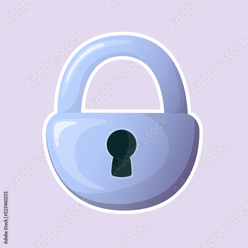 padlock icon for game interface in cartoon style