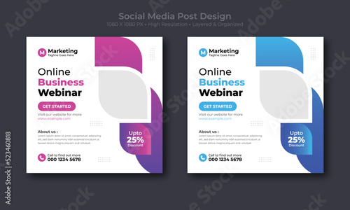 Corporate social media post design. Digital and online marketing social media banner design template.