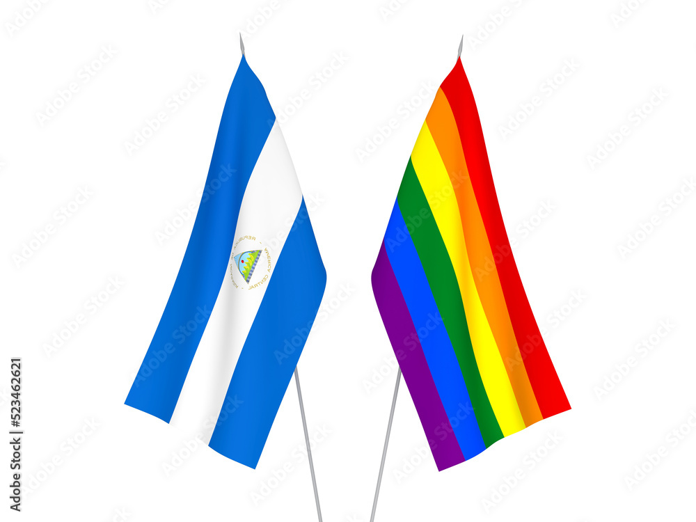 Rainbow gay pride and Nicaragua flags Rainbow gay pride and Nicaragua flags