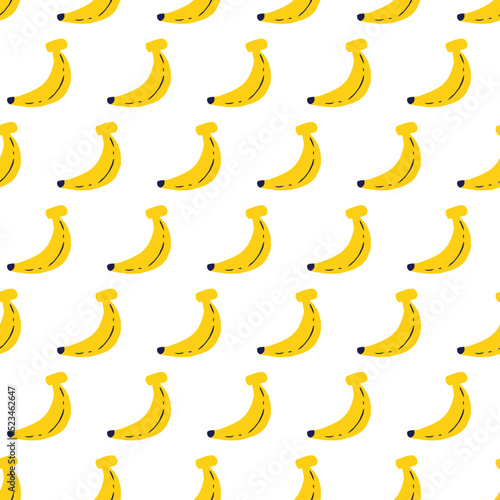 Cute Yellow Banana Fruit Flat Vector Graphic Seamless Pattern