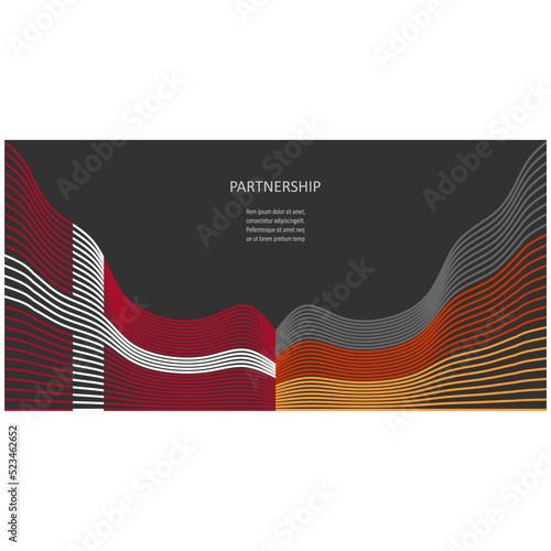 Concept of relationships between Germany and Denmark. Waved national flags. Teamwork concept.