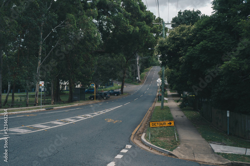 empty road and car lane at the cloudy afternoon.