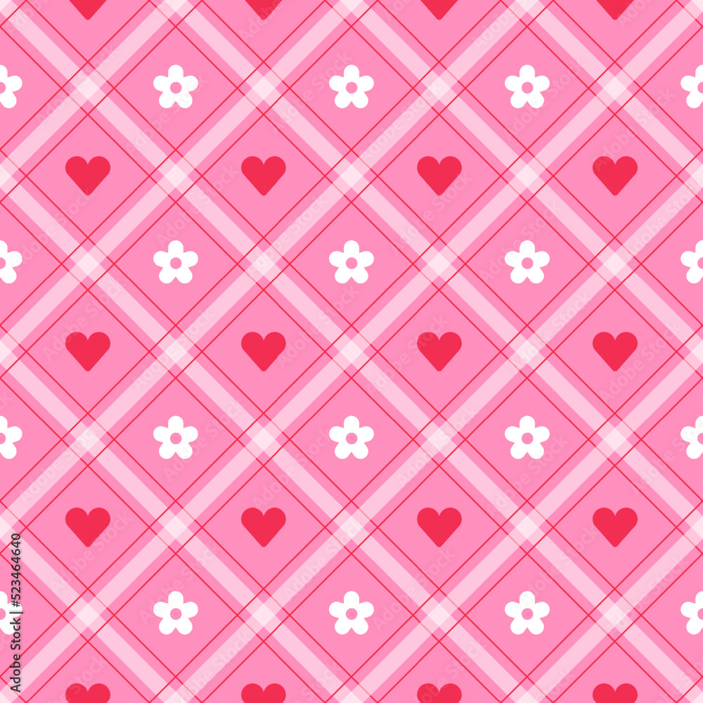 Cute Heart Love Daisy Flower Caring Valentines Day Element Red Pink Diagonal Stripe Striped Line Tilt Checkered Plaid Tartan Buffalo Scott Gingham Pattern Background Vector Cartoon Illustration Cute Heart Love Daisy Flower Caring Valentines Day Element Red Pink Diagonal Stripe Striped Line Tilt Checkered Plaid Tartan Buffalo Scott Gingham Pattern Background Vector Cartoon Illustration