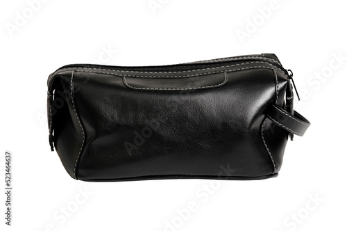 Black leather pouch isolated 