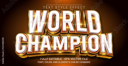 World Champion Text Style Effect. Editable Graphic Text Template.