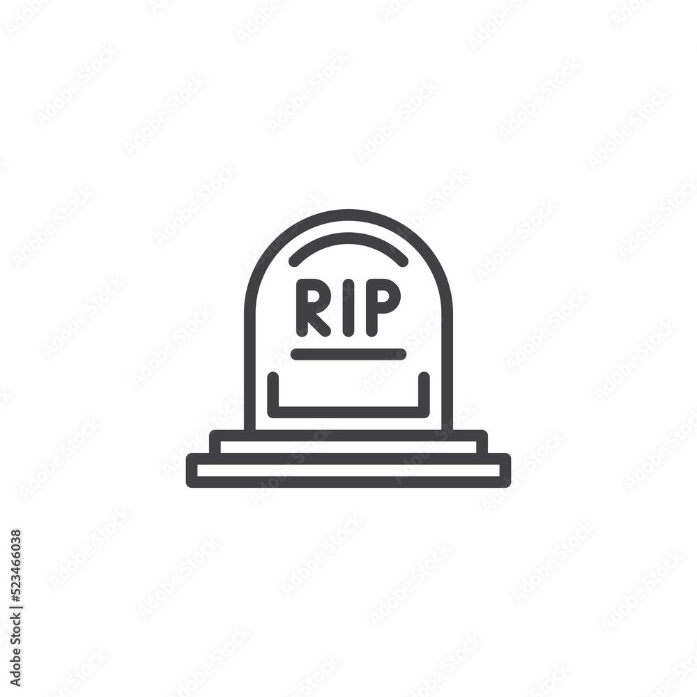RIP gravestone line icon RIP gravestone line icon