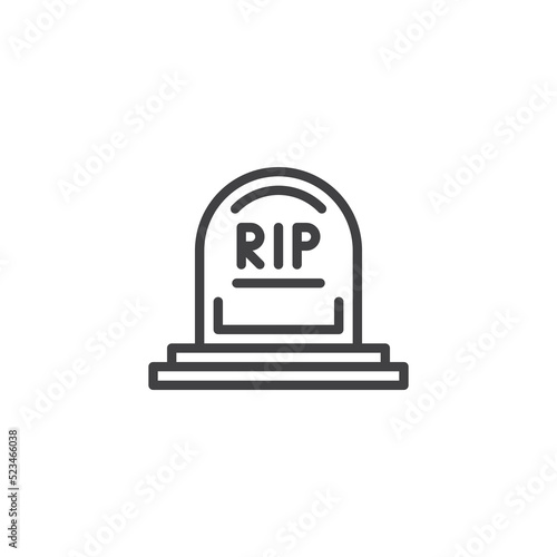 RIP gravestone line icon