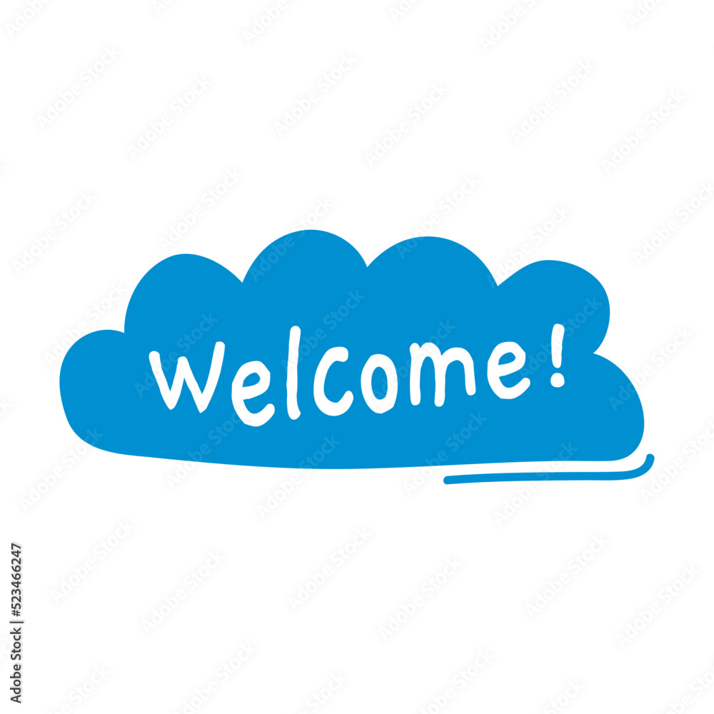 Colorful speech bubbles with text WELCOME. Online chat words, message, internet dialog. Can be used for social media, online application, communication concept