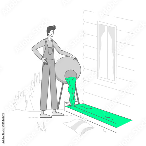 man is pouring concrete on the lawn