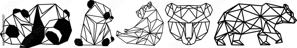 Polygonal portrait of a bear. Vector illustration