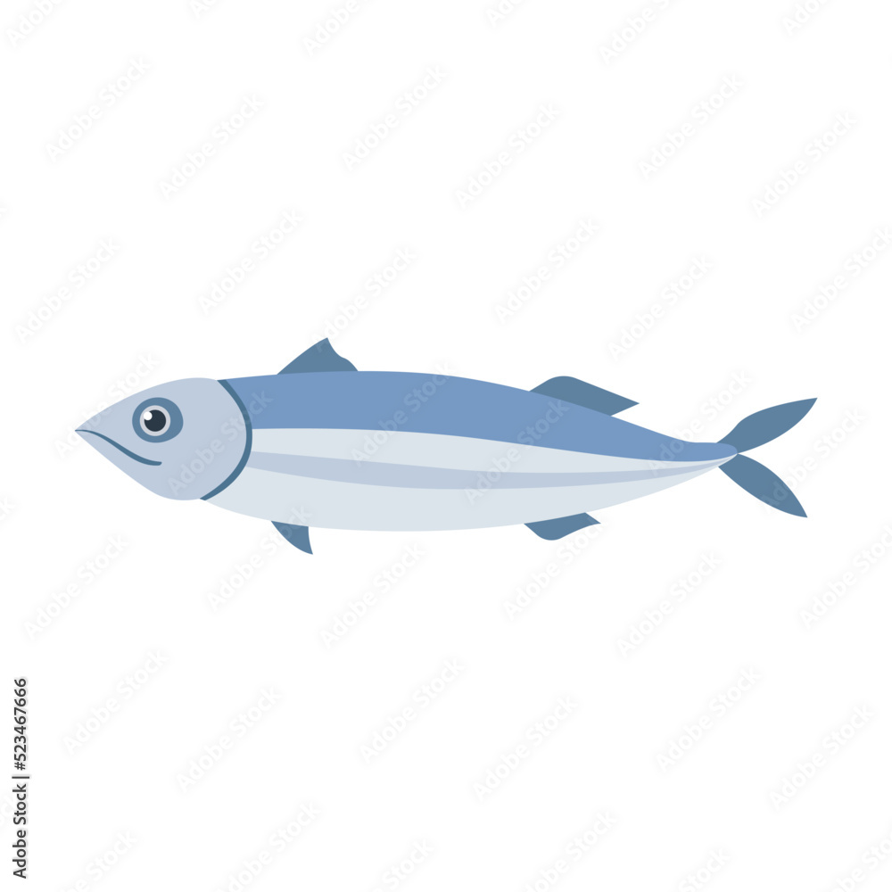 Various marine animals flat icon. Cartoon cute herring fish isolated vector illustration. Sea or ocean underwater life Various marine animals flat icon. Cartoon cute herring fish isolated vector illustration. Sea or ocean underwater life