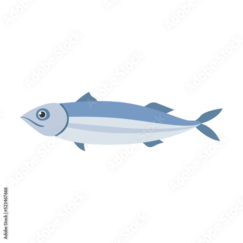 Various marine animals flat icon. Cartoon cute herring fish isolated vector illustration. Sea or ocean underwater life