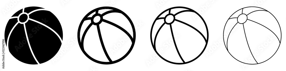Beach ball icons set. Beach ball isolated icon. Black ball symbols. Vector illustration. Beach ball icons set. Beach ball isolated icon. Black ball symbols. Vector illustration.