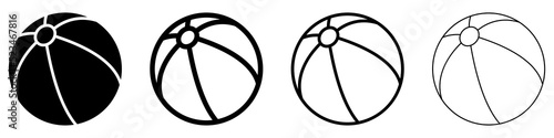 Beach ball icons set. Beach ball isolated icon. Black ball symbols. Vector illustration.