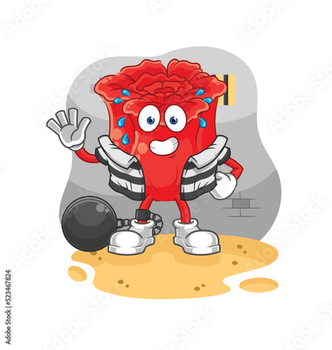 rose criminal in jail. cartoon character