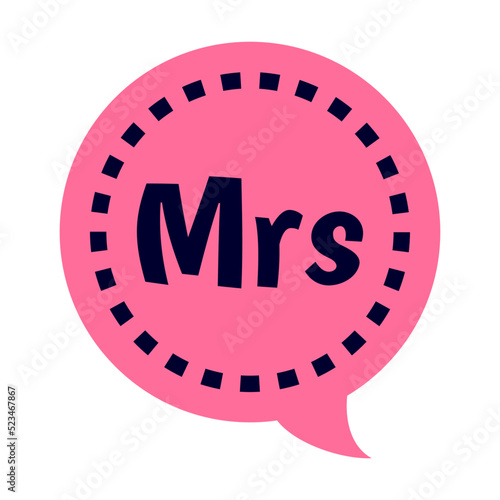 Mrs booth flat icon. Funny photo stickers for groom and bride vector illustration. Marriage, party and celebration concept